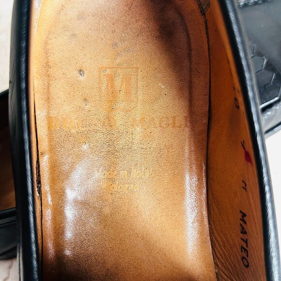 Bruno Magli Mens Shoes Size 9 Black Leather Monk Strap Kiltie Fringe ITALY main image 9